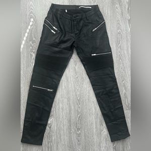 Zara Faux Leather, slim fit, medium rise jeans.